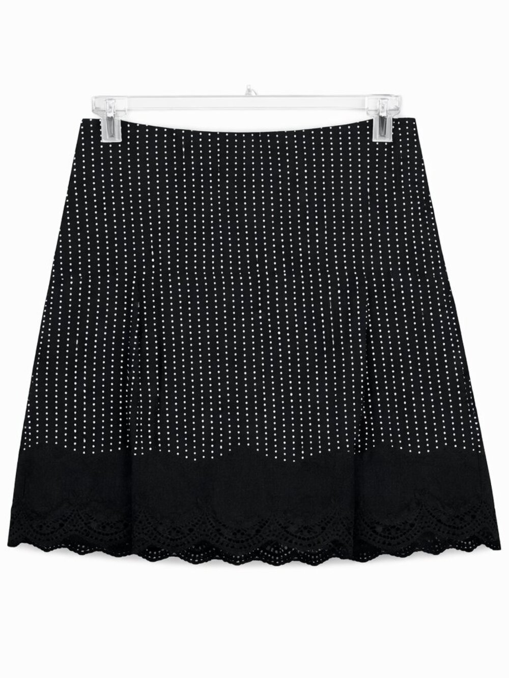 Ann Taylor Black/White Polka Dot Lace Skirt • Lined • EUC • Sz 6